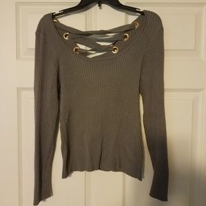 Venus gray sweater laced detail back